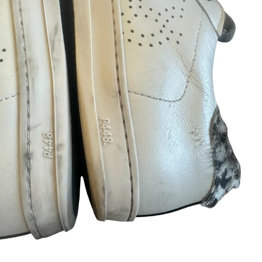 P448 Jack White Sneakers Tennis Shoes Animal Print Silver Size 38 7.5 Women's - Picture 10 of 13